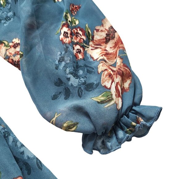 Speechless Peasant Dress Womens Small Puff Sleeve Floral Dress Feminine Preppy - Picture 5 of 11